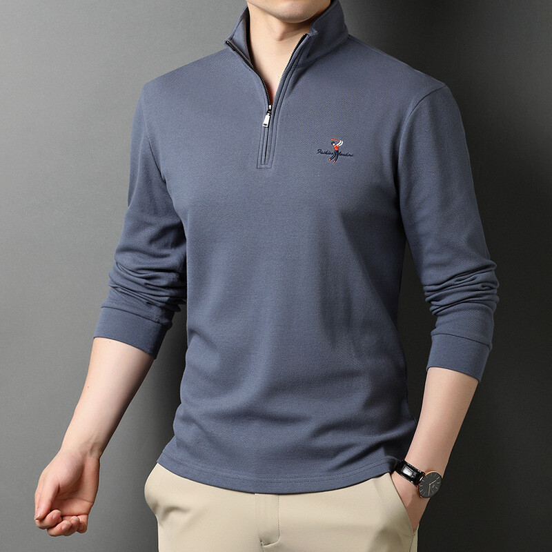 Men's Outdoor Simple Solid Comfort Zipper Warm Long Winter Sleeve