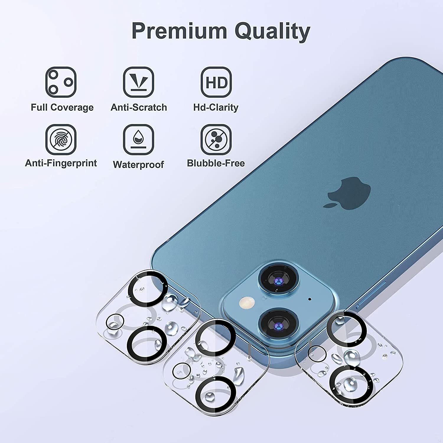 Verre Trempé Protection Caméra Arrière pour iPhone 14 Pro Max 13 12