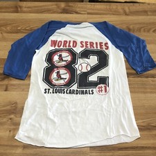 Vtg 80s 1982 St. Louis Cardinals World Series Raglan T Shirt XL Rare 2 Sided MLB