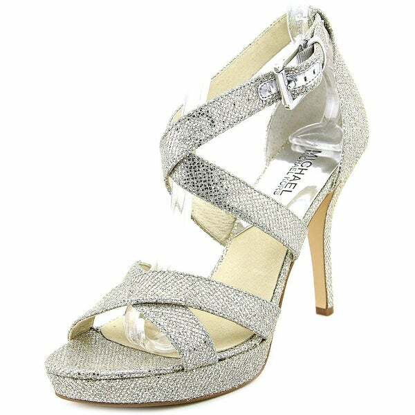 Michael Kors Women's Evie Silver Glitter Platform Sandal US