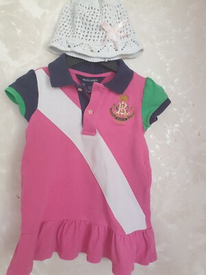 RALPH LAUREN Baby Mädchen  Kleid Gr.18 M Cotton-100% Strickmütze -GESCHENK