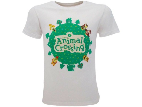 Original Nintendo Animal Crossing T-Shirt Offizielles Videospiel in Weiß Pull...