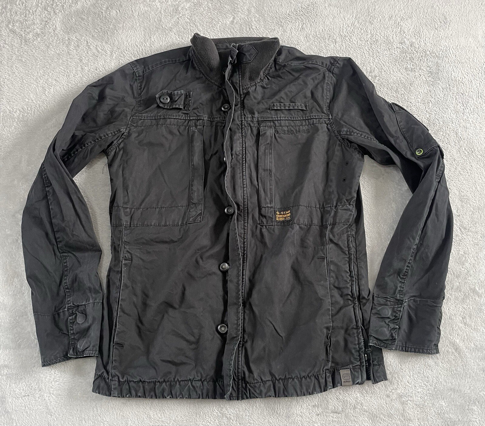 G Star Raw Jacket Black Shacket Overshirt Utility Coat Size Medium L