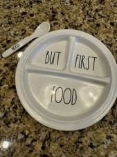 Rae Dunn Melamine Baby/Children  s Divided Plate And Spoon  But First Food  