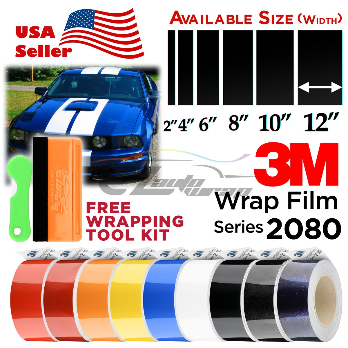 10 Foot Vinyl Wrap With Tools 10ft Gloss Yellow Racing Stripes Vinyl 
