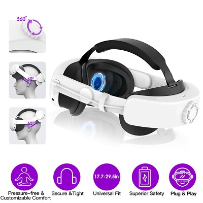 For Meta Oculus Quest 3 VR with 6000mAh Battery Elite Head Strap Band Adjustable