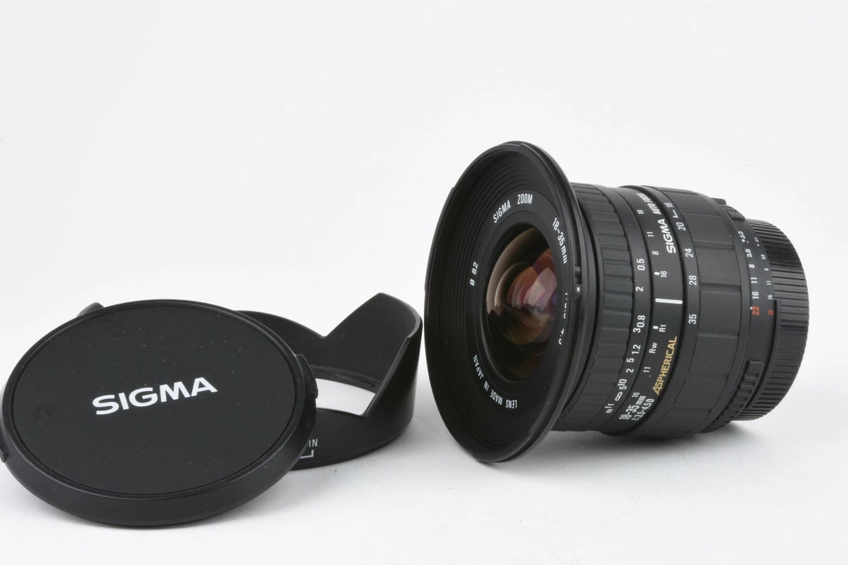 EXC++ SIGMA AF 18-35mm f3.5-4.5D ASPHERICAL LENS FOR NIKON AF, HOOD, CAPS,  NICE