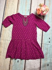 Little Girls Lucky Brand LARGE fuchsia Polka Dot 3/4 Sleeve Dress NWOT