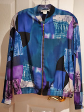 Kensington Square 90s Hip Hop Bomber Jacket Wearable Art Shoulder Pads Size Med