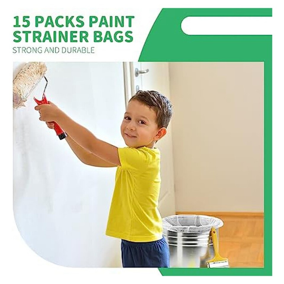 15 Pieces Paint Strainer Bags Paint Strainer Bag for 5 Gallon Buckets