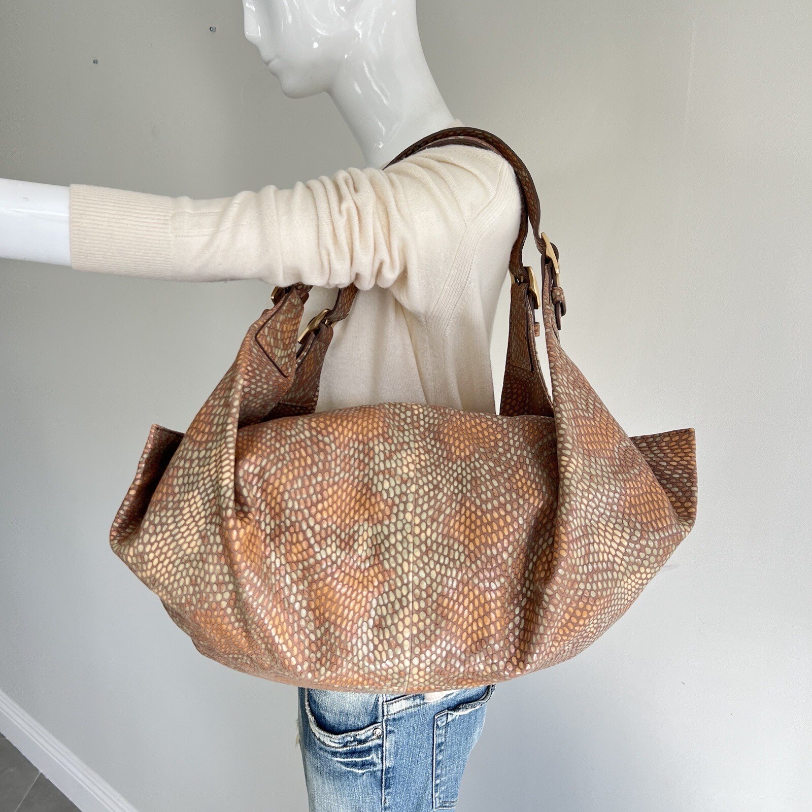 SONDRA ROBERTS Multicolor Python Print Leather Do… - image 2