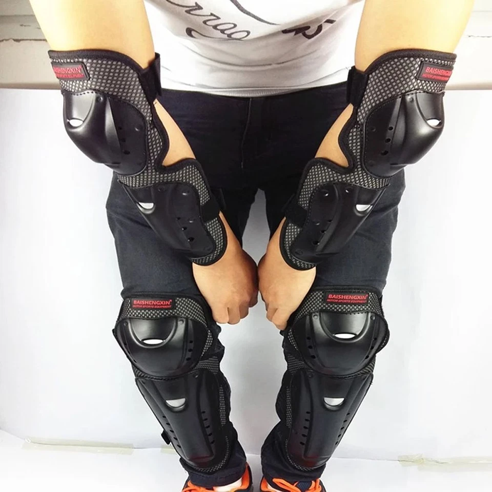Juego de 4 almohadillas protectoras de rodilla y codo para motocross patinaje protector de rodilla Foto 4 de 4