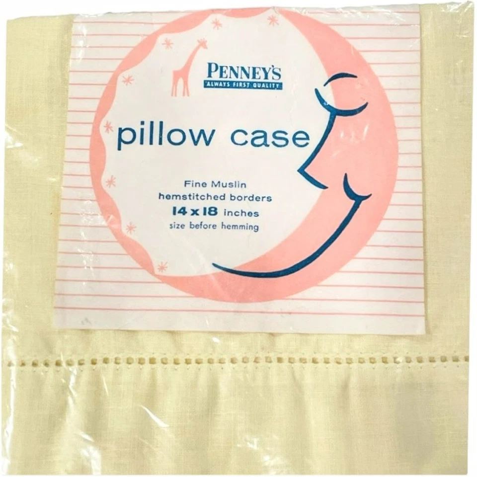 Nuevo de Lote Antiguo Penneys Muselina Cuna Funda Almohada Fina Amarillo Dobladillo Borde Bebé Foto 3 de 4