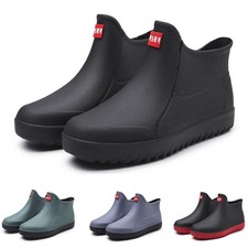 Mens Rain Boots Garden Outdoor Wellies Boots Short Wellington Ankle Shoes size