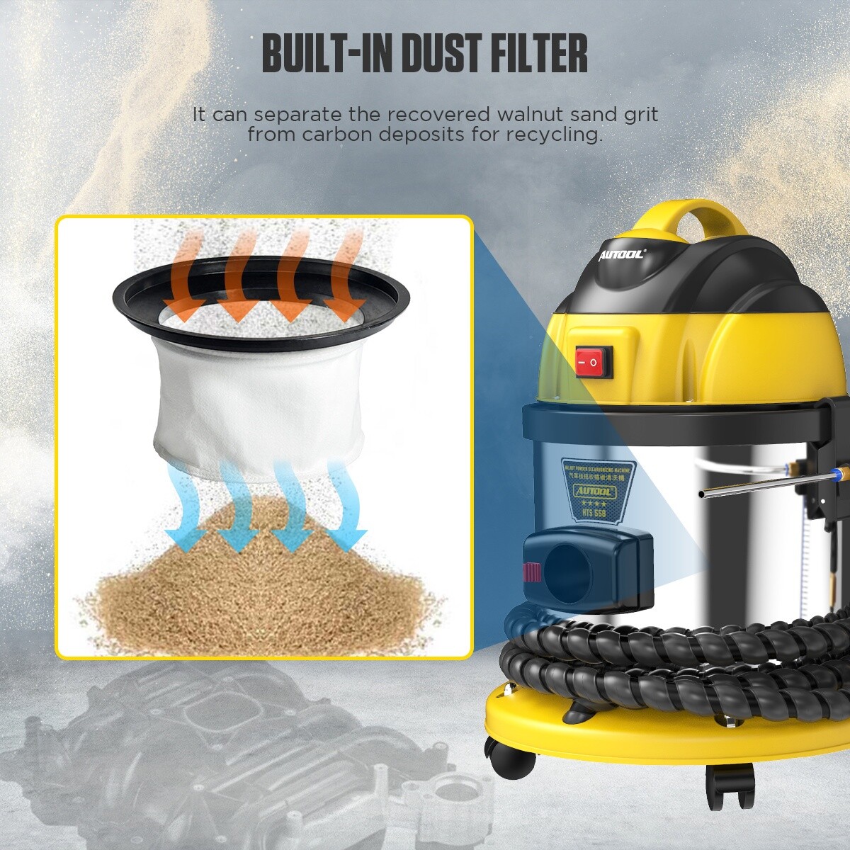AUTOOL HTS558 Sabbiatrice In Polvere Di Noce Sabbiatrice Pulitore - Foto 9