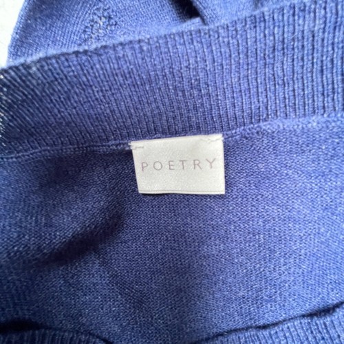 Poetry Women's Cashmere Pullover Ribbed Sweater Size 6 Asymmetric Hem Silk Blue - Picture 3 of 9