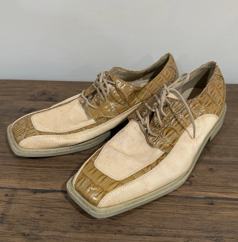 Zapatos de vestir vintage años 90 Antonio Neroli genuinos cocodrilo cocodrilo con cordones talla 11 Foto 3 de 4