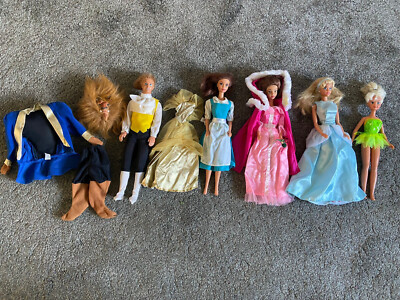 Vintage Disney Puppen - Die Schöne + das Biest, Cinderella, Tinkerbell - RAR 