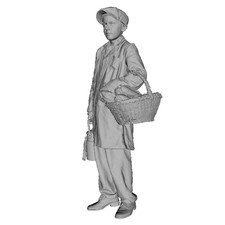 1/35 Scale WW2 Civilian Boy with Bread Basket & Milk Can – Unpainted Resin Kit