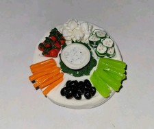 Dollhouse Miniature Vegetable Tray Crudite Dip Carrot Olives