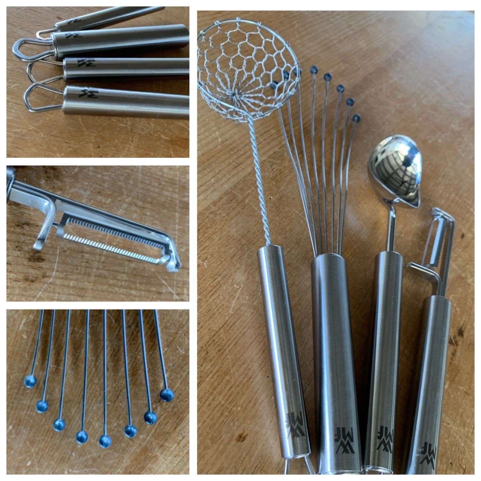 (4) WMF Germany PROFI PLUS Pcs. Ice Cream SCOOP, PEELER, WHISK + Strainer BASKET