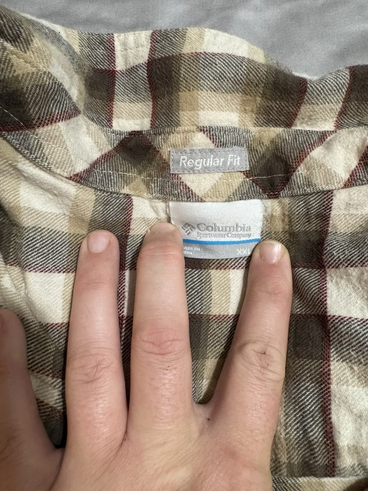 Columbia Abotonable Cuadros Manga Larga XXL Marrón Caqui Rojo Omni-wick Foto 2 de 4