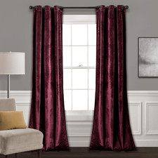 Plum Velvet Light Filtering Window Curtain Panel Pair, 108" Long, 38" Wide