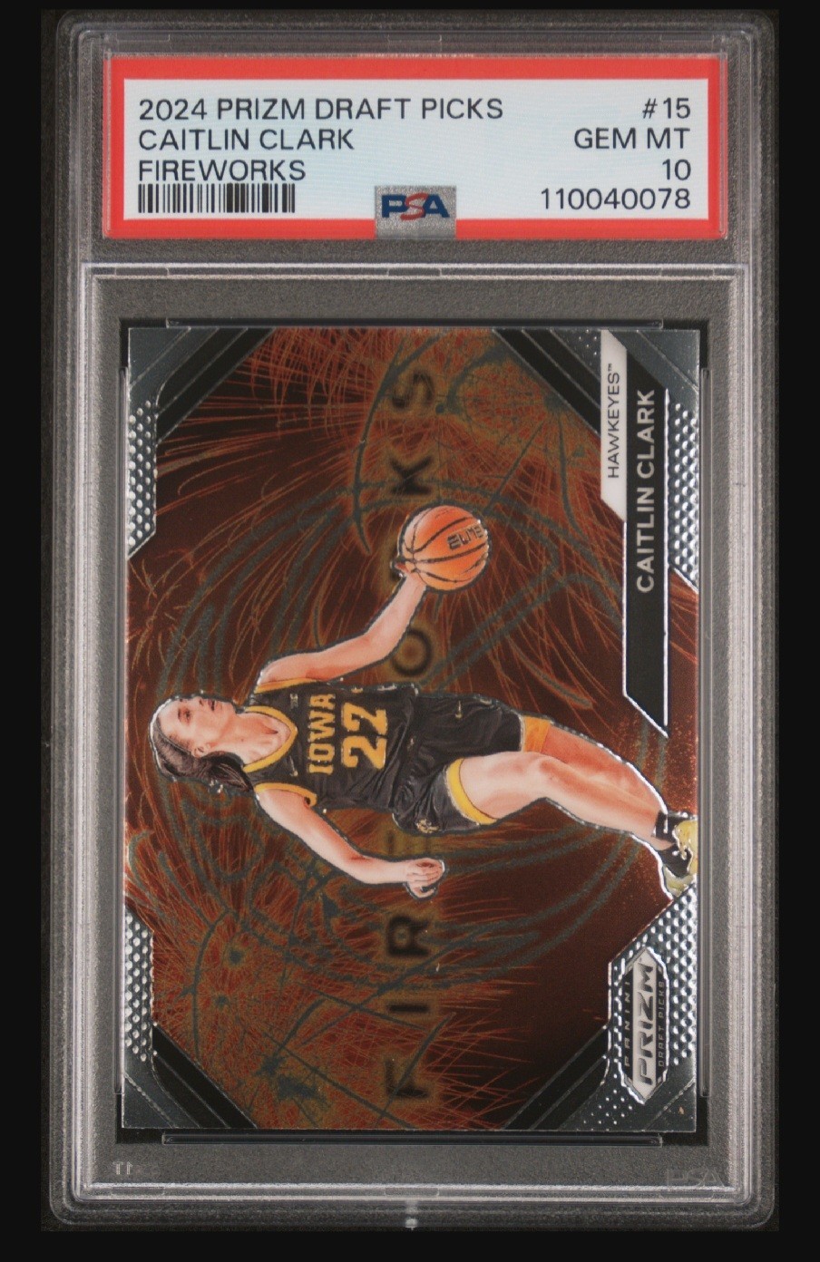 2024-25 Panini Prizm Draft Picks Fireworks #15 Caitlin Clark PSA10 POP ONLY 32🔥