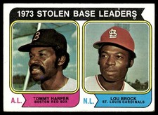 1974 Topps Baseball Card Lou Brock Tommy Harper Steals Leaders #204 EX