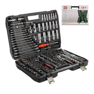 216-tlg Steckschlüsselsatz 1/4 3/8 1/2'' Schraubenschlüssel Antrieb Ratschenschlüssel Mechaniker Werkzeugsatz