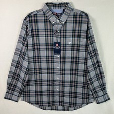 Chaps Long Sleeve Stretch Button-Down Shirt Men's Size XL Navy Plaid NWT