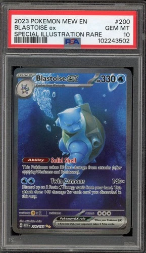 Pokemon Blastoise ex 151 MEW EN Special Illustration Rare #200 PSA 10 Gem Mint