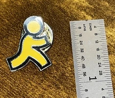 Vintage New AOL America Online Running Lapel Pin Bright Yellow .75"