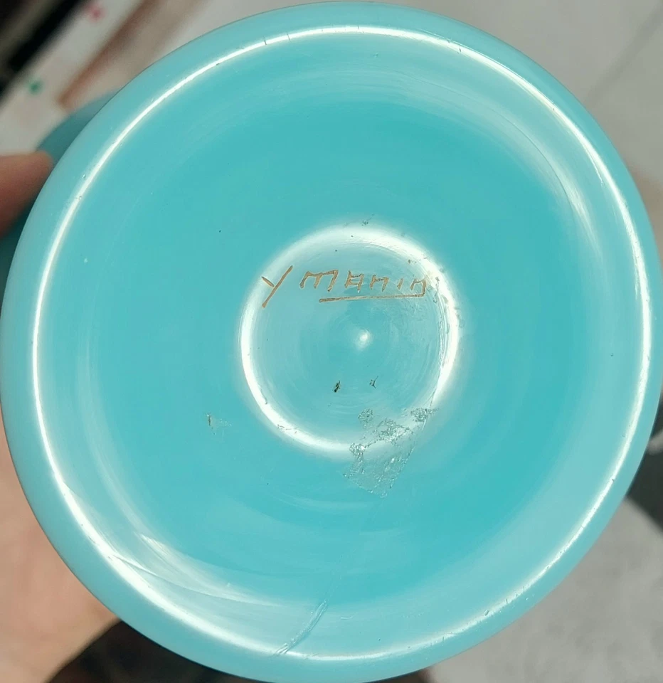 CALICE ANCIEN VERRE CRISTAL OPALINE BLEU DORÉ COUPE XIX BACCARAT PORTIEUX CUP  - Photo 4/4