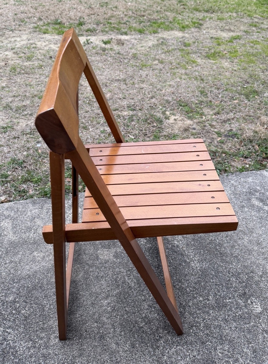 VINTAGE SET OF 4 MCM TRIESTE ALDO JACOBER FOLDING SLAT CHAIRS
