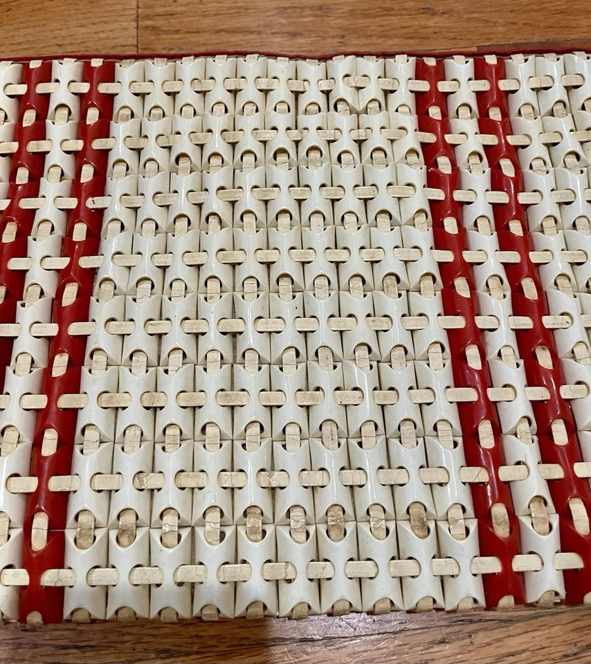 Cartera clutch grande PLASTICFLEX crema y roja rara de colección de los años 40 buscada Foto 4 de 4