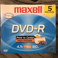 Maxwell 4.7 DVD-R 5 pk Brand New sealed package 120 Min Up To 16X Max