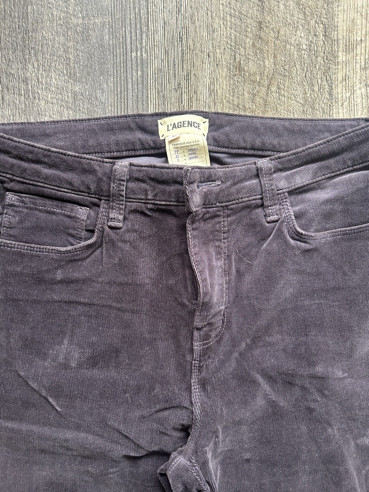 L'Agence Margot Pants Skinny High rise Womens Size 30 Navy Coated Cotton Blend
