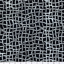 1 Yard Cut of Lunn Fabric Wavy Woven Batik 100 Cotton 2747 Black White