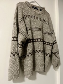 Vintage Pierre Cardin Paris Knit Sweater 80s 90s Geometric Wool Blend Canada L