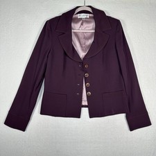 ST. JOHN Collection Plum Purple Knit Blazer Jacket Sz 10 Quiet Luxury Y2K