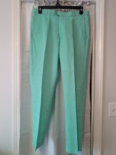 NWOT Men's Stacy Adams Linen Pants Mint Size 34/30 Straight Leg Relaxed Fit