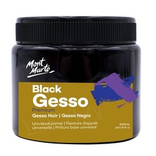 17oz 500ml Black Gesso, Universal Primer, Acrylic, Oil, Canvas, Art Supply