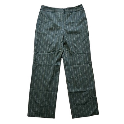 Vinage TALBOTS Wool Striped Herringbone Wide Leg Trouser Pants  Brown WOMEN'S 10