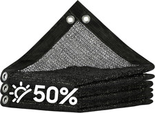 50% Black Shade Cloth 12FT X 20FT Mesh Tarp with Grommets for Garden Patio, Plan