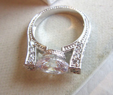 925 silver and Cubic Zirconia modern design cocktail ring size 9