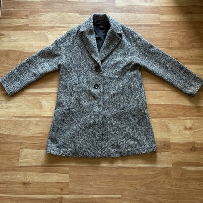 Zara Basic Outerwear Womens Small Black White Tweed Coat