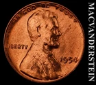 1954 Lincoln Wheat Cent - Red Choice Gem Brilliant Unc  Semi-key  #K1075