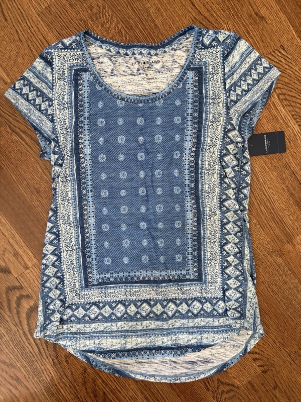 NWT Women’s Lucky Brand Blue Bandana Top Size Small