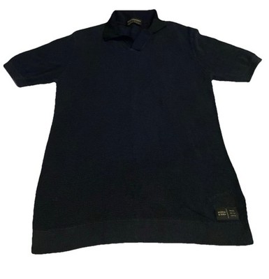 Scotch & Soda Knit Polo Shirt Sweater Men Medium Navy Blue short Sleeve Cotton 
